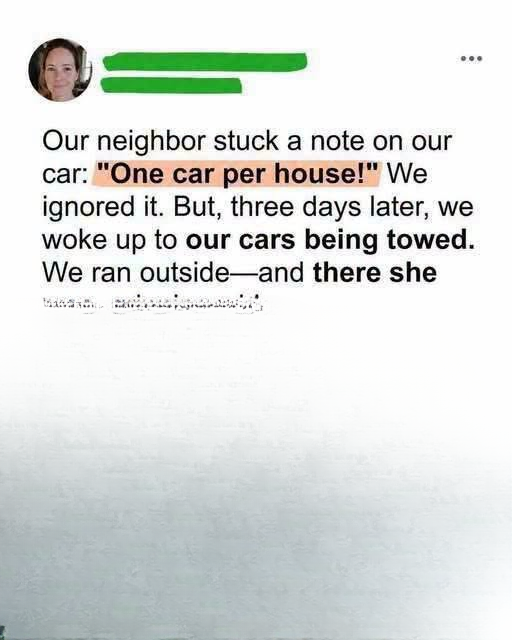 My Neighbor Tried to Enforce a One-Car Rule—Then Her Plan Backfired