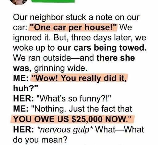 My Neighbor Tried to Enforce a One-Car Rule—Then Her Plan Backfired
