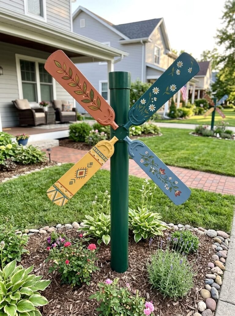 Lady Repurposes Four Old Ceiling Fan Blades Into a Whimsical Garden Dragonfly Read Here