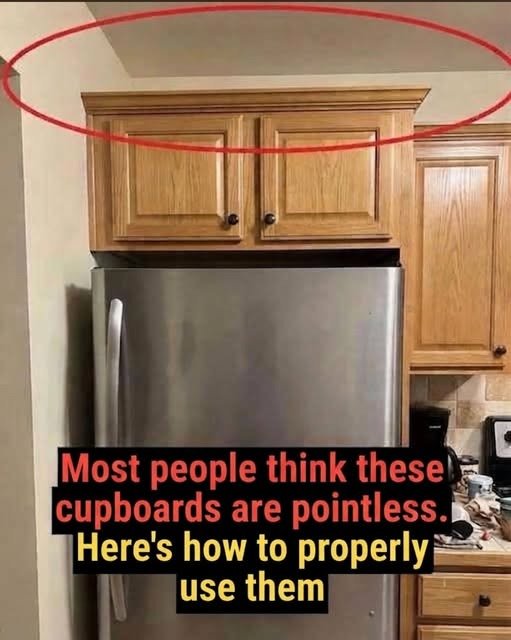 The Smart Way to Use the Cabinets Above Your Refrigerator See Here