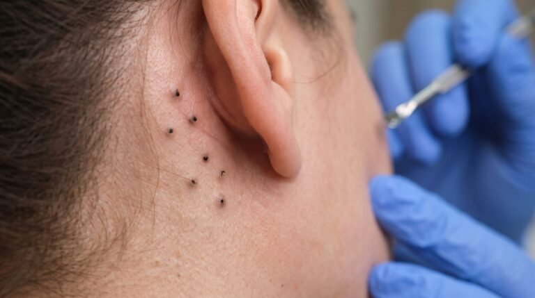 😱 Strange Black Objects Embedded in the Skin Near the Ear: What Could They Be?