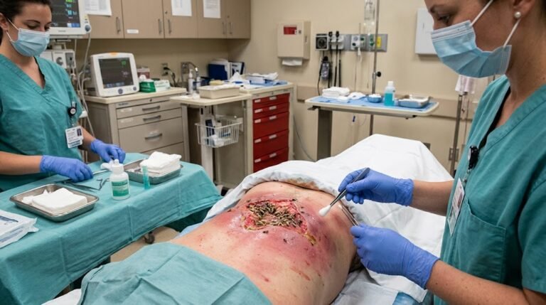 🚨 A Severe Back Wound Covered in Insect-Like Objects: What Could Be Happening?